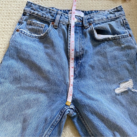 ZARA Blue High Rise Distressed Mom Jeans - Picture 8 of 8